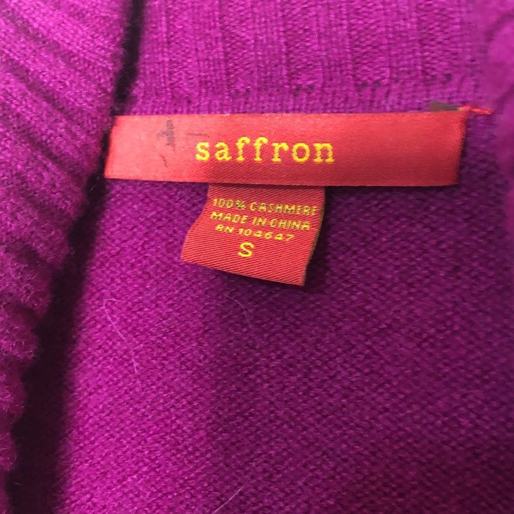 SAFFRON Women's Purple Cashmere Open Front Cardigan Sweater S - Picture 2 of 7